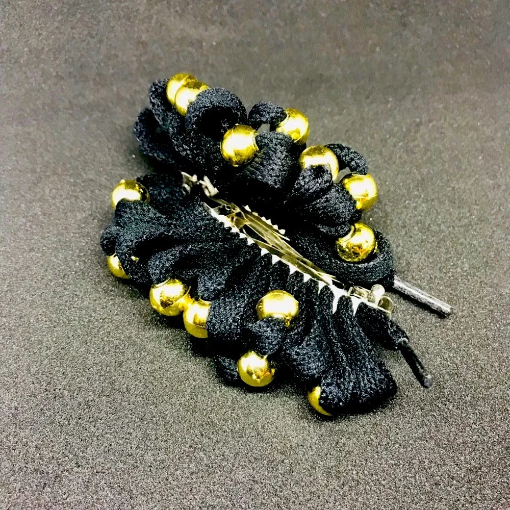 Vintage Black Deadstock ShoeString ShoeLace Bow Clips rare true vintage last one